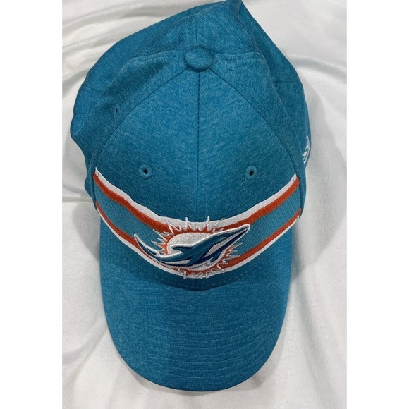 New Era 39Thirty Miami Dolphins NFL Hat‎ Cap Lg/XL Aqua Orange Stripe Soft - Picture 2 of 6